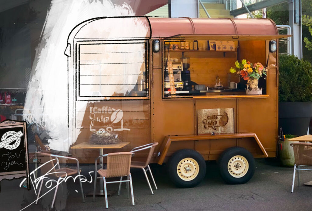 Caffè Julia mobile, Das Genussmobil mit Caffè Tee, Schokolade, Bier und vielem mehr. Nehmen Sie Platz